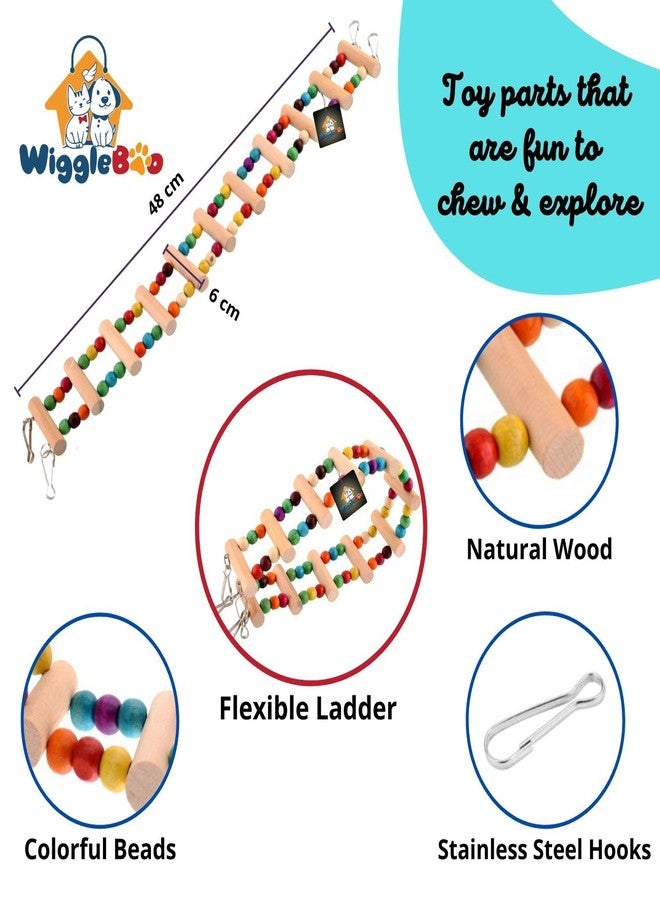 WiggleBoo لعبة سلم الطيور WiggleBoo | لعبة قفص معلقة مرنة | مناسبة للطيور الصغيرة والمتوسطة | للتأرجح والاهتزاز والمضغ والقفز | 48 سم - Image 2